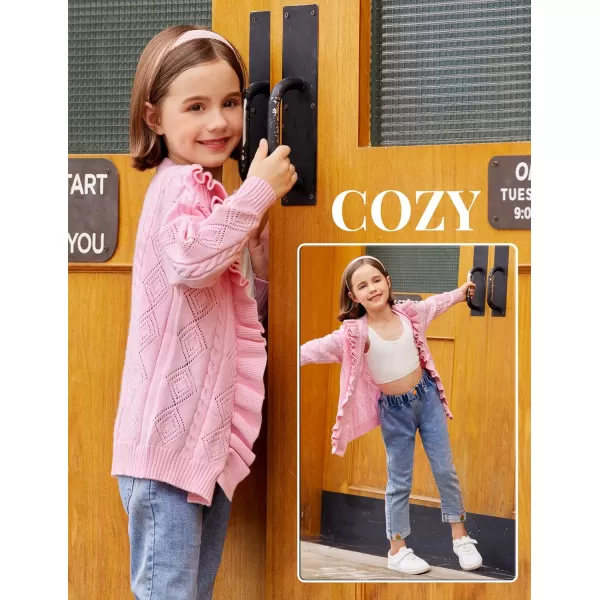 Arshiner Girls Cardigan Sweaters Ruffle School Uniform Sweater V Neck Button Front Outerwear 4-13 Years