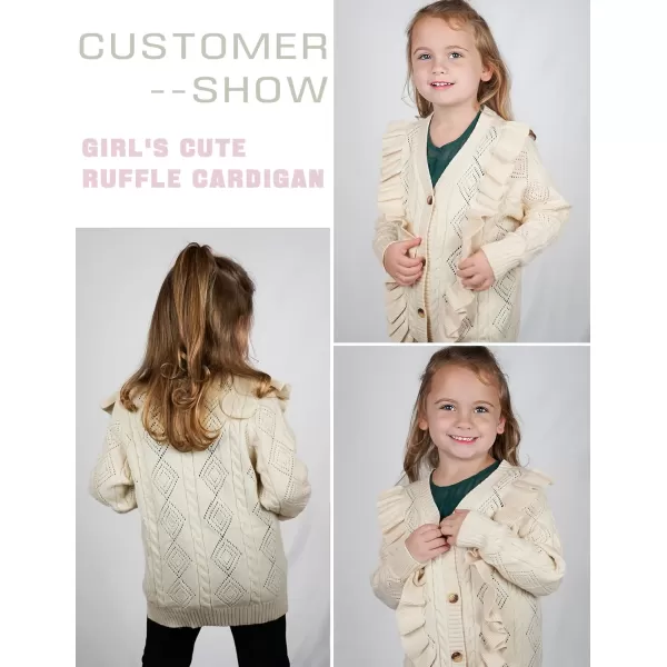 Arshiner Girls Cardigan Sweaters Ruffle School Uniform Sweater V Neck Button Front Outerwear 4-13 Years