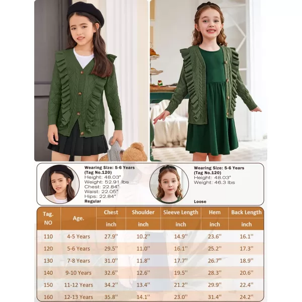 Arshiner Girls Cardigan Sweaters Ruffle School Uniform Sweater V Neck Button Front Outerwear 4-13 Years