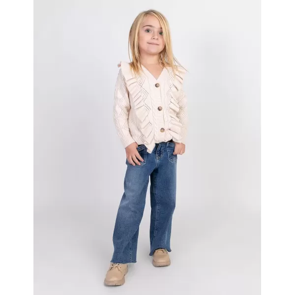 Arshiner Girls Cardigan Sweaters Ruffle School Uniform Sweater V Neck Button Front Outerwear 4-13 Years