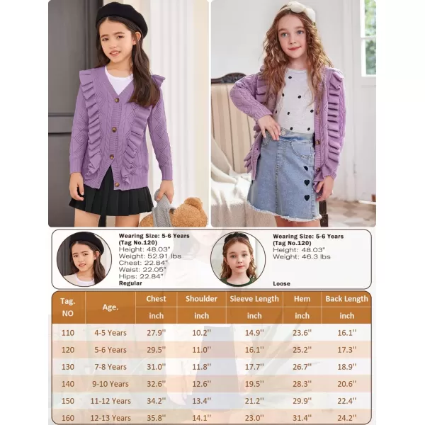 Arshiner Girls Cardigan Sweaters Ruffle School Uniform Sweater V Neck Button Front Outerwear 4-13 Years