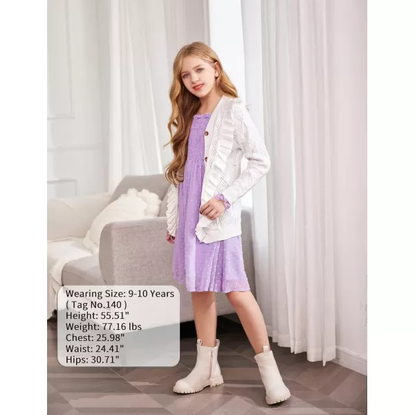 Arshiner Girls Cardigan Sweaters Ruffle School Uniform Sweater V Neck Button Front Outerwear 4-13 Years