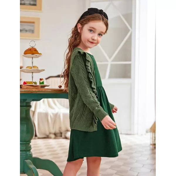 Arshiner Girls Cardigan Sweaters Ruffle School Uniform Sweater V Neck Button Front Outerwear 4-13 Years