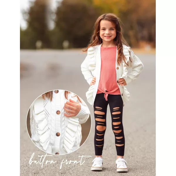 Arshiner Girls Cardigan Sweaters Ruffle School Uniform Sweater V Neck Button Front Outerwear 4-13 Years