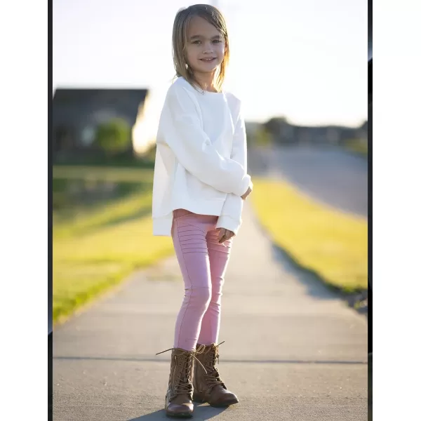 Arshiner Girls Crewneck Sweatshirt Long Sleeve Pullover Tops Drop Shoulder Sweatshirts Side Split for 5-14 Years