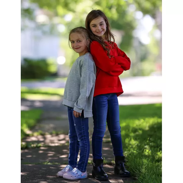 Arshiner Girls Crewneck Sweatshirt Long Sleeve Pullover Tops Drop Shoulder Sweatshirts Side Split for 5-14 Years