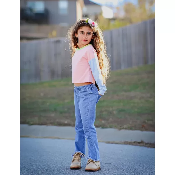 Arshiner Girls Crop Tops Kids Long Sleeve Pullover Sweatshirts for 5-14 Years