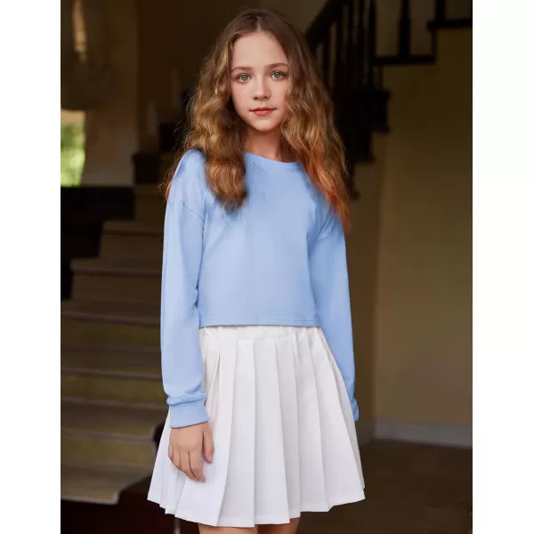 Arshiner Girls Crop Tops Kids Long Sleeve Pullover Sweatshirts for 5-14 Years