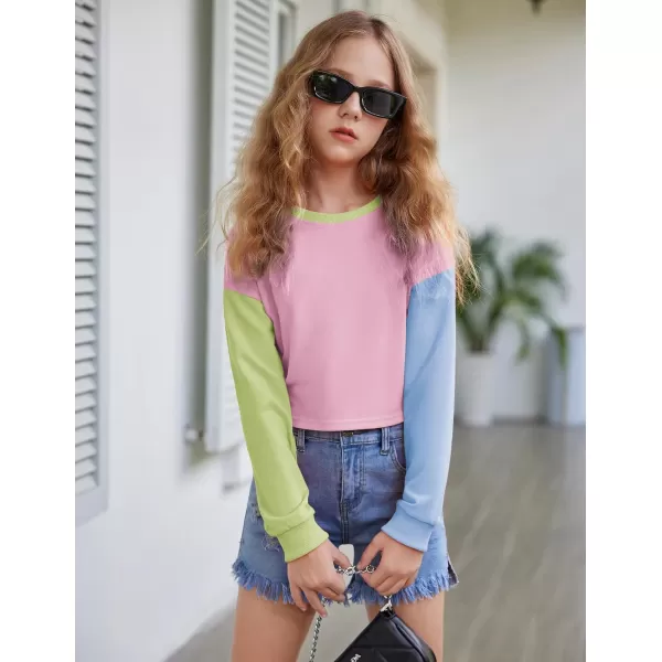 Arshiner Girls Crop Tops Kids Long Sleeve Pullover Sweatshirts for 5-14 Years