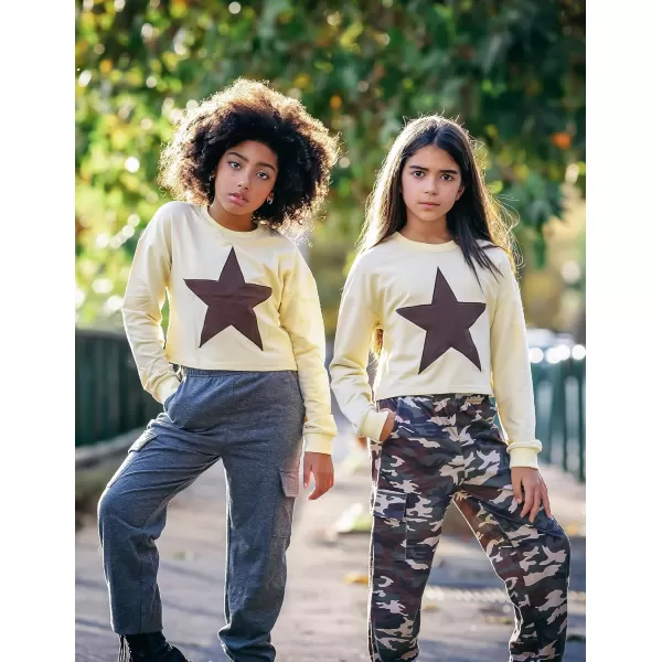Arshiner Girls Crop Tops Kids Long Sleeve Pullover Sweatshirts for 5-14 Years