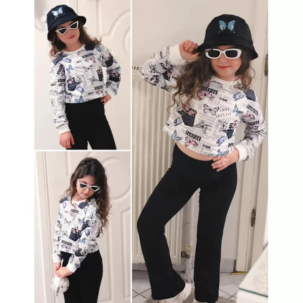 Arshiner Girls Crop Tops Kids Long Sleeve Pullover Sweatshirts for 5-14 Years