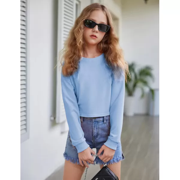 Arshiner Girls Crop Tops Kids Long Sleeve Pullover Sweatshirts for 5-14 Years