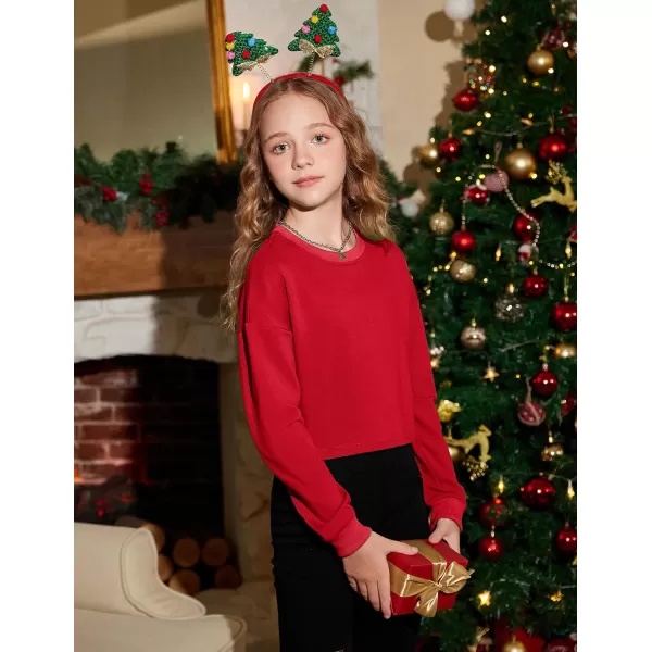 Arshiner Girls Crop Tops Kids Long Sleeve Pullover Sweatshirts for 5-14 Years