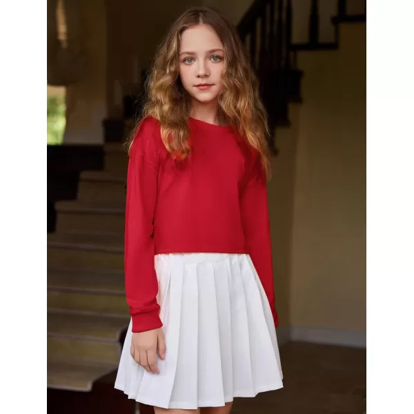 Arshiner Girls Crop Tops Kids Long Sleeve Pullover Sweatshirts for 5-14 Years