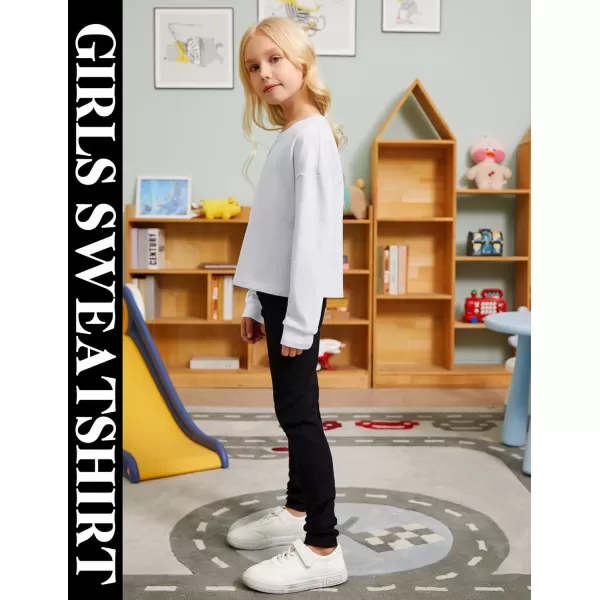 Arshiner Girls Crop Tops Kids Long Sleeve Pullover Sweatshirts for 5-14 Years