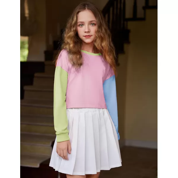 Arshiner Girls Crop Tops Kids Long Sleeve Pullover Sweatshirts for 5-14 Years