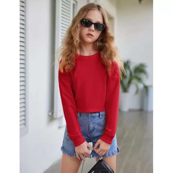 Arshiner Girls Crop Tops Kids Long Sleeve Pullover Sweatshirts for 5-14 Years