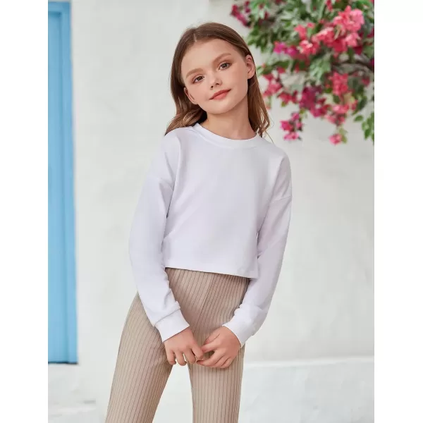 Arshiner Girls Crop Tops Kids Long Sleeve Pullover Sweatshirts for 5-14 Years