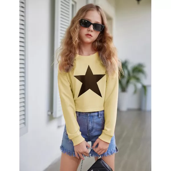 Arshiner Girls Crop Tops Kids Long Sleeve Pullover Sweatshirts for 5-14 Years