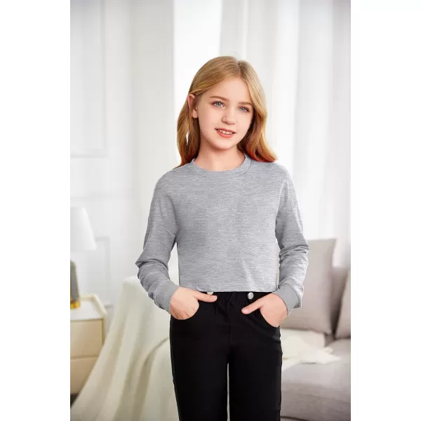 Arshiner Girls Crop Tops Kids Long Sleeve Pullover Sweatshirts for 5-14 Years