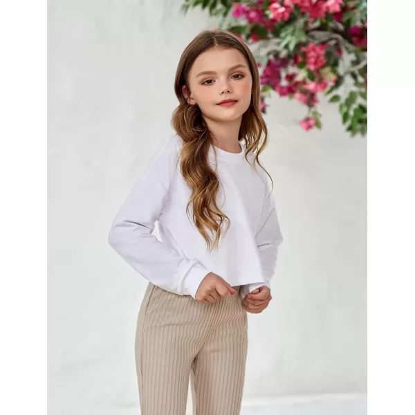 Arshiner Girls Crop Tops Kids Long Sleeve Pullover Sweatshirts for 5-14 Years
