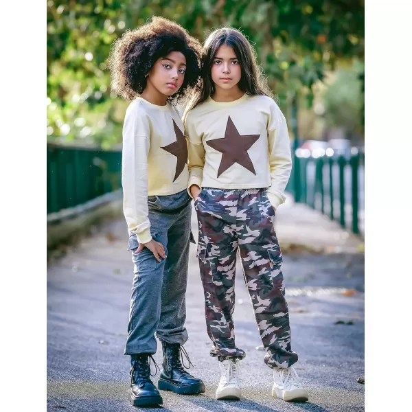 Arshiner Girls Crop Tops Kids Long Sleeve Pullover Sweatshirts for 5-14 Years