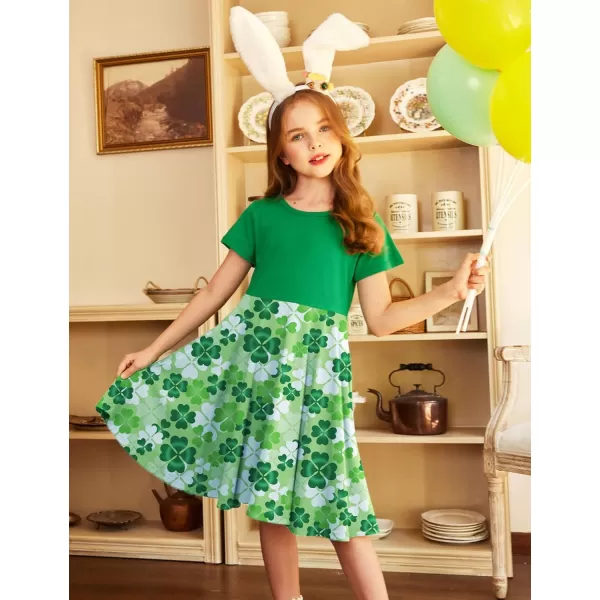 Arshiner Girls Dress Basic Short Sleeve A Line Swing Skater Twirl School Party Dress