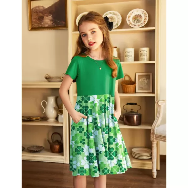 Arshiner Girls Dress Basic Short Sleeve A Line Swing Skater Twirl School Party Dress