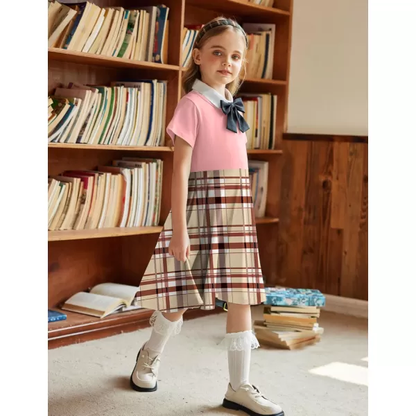 Arshiner Girls Dress Basic Short Sleeve A Line Swing Skater Twirl School Party Dress