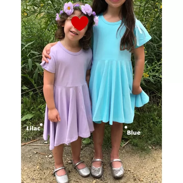 Arshiner Girls Dress Basic Short Sleeve A Line Swing Skater Twirl School Party Dress