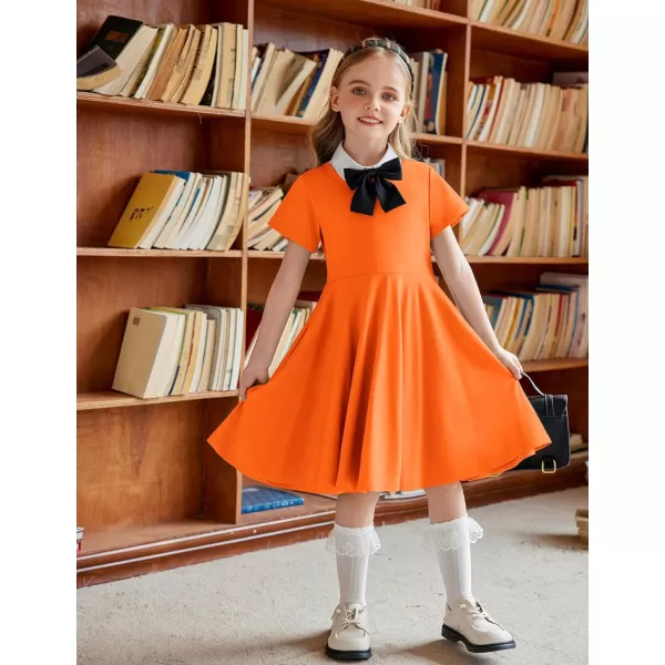 Arshiner Girls Dress Basic Short Sleeve A Line Swing Skater Twirl School Party Dress