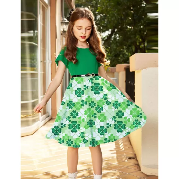 Arshiner Girls Dress Basic Short Sleeve A Line Swing Skater Twirl School Party Dress