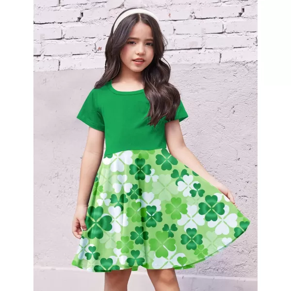 Arshiner Girls Dress Basic Short Sleeve A Line Swing Skater Twirl School Party Dress