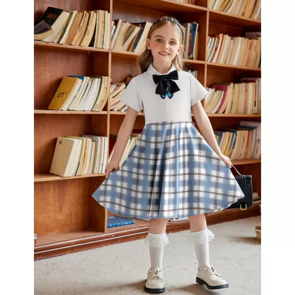 Arshiner Girls Dress Basic Short Sleeve A Line Swing Skater Twirl School Party Dress