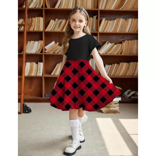 Arshiner Girls Dress Basic Short Sleeve A Line Swing Skater Twirl School Party Dress