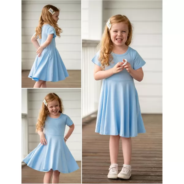 Arshiner Girls Dress Basic Short Sleeve A Line Swing Skater Twirl School Party Dress