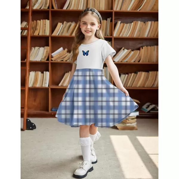 Arshiner Girls Dress Basic Short Sleeve A Line Swing Skater Twirl School Party Dress