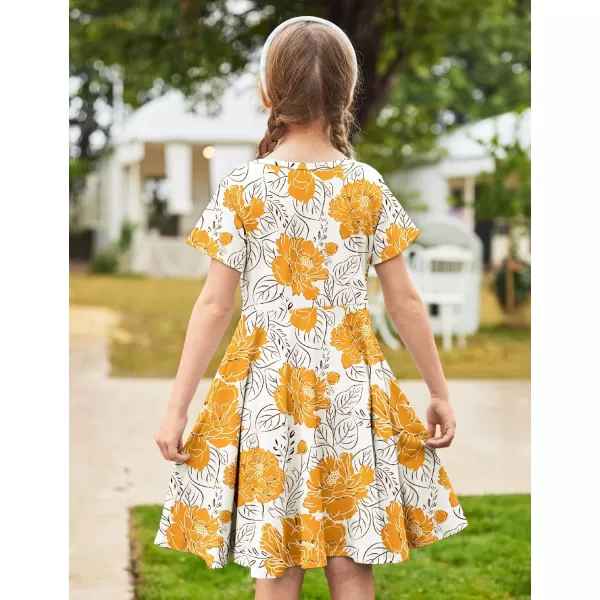 Arshiner Girls Dress Basic Short Sleeve A Line Swing Skater Twirl School Party Dress