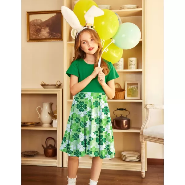 Arshiner Girls Dress Basic Short Sleeve A Line Swing Skater Twirl School Party Dress
