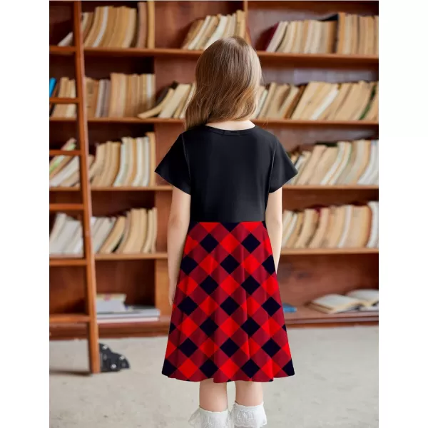 Arshiner Girls Dress Basic Short Sleeve A Line Swing Skater Twirl School Party Dress