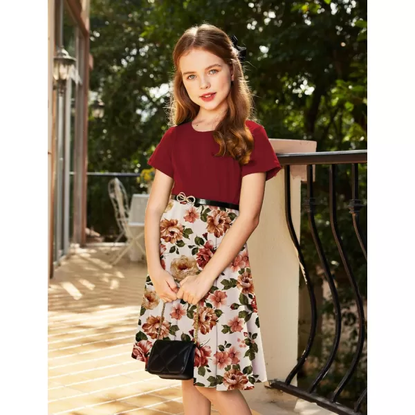 Arshiner Girls Dress Basic Short Sleeve A Line Swing Skater Twirl School Party Dress