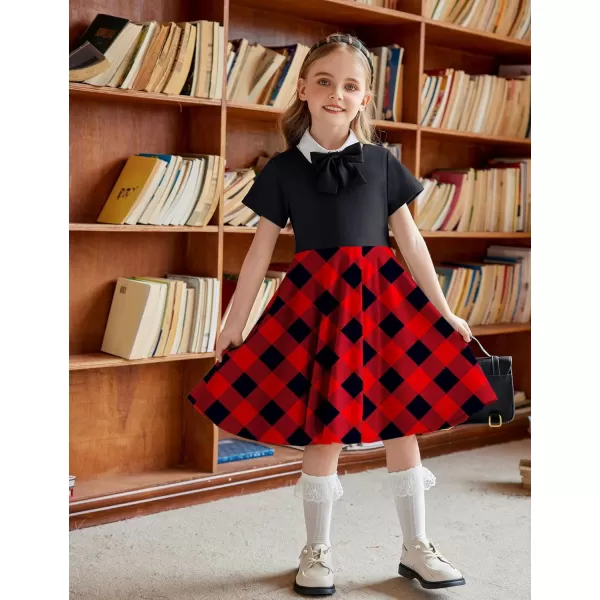 Arshiner Girls Dress Basic Short Sleeve A Line Swing Skater Twirl School Party Dress