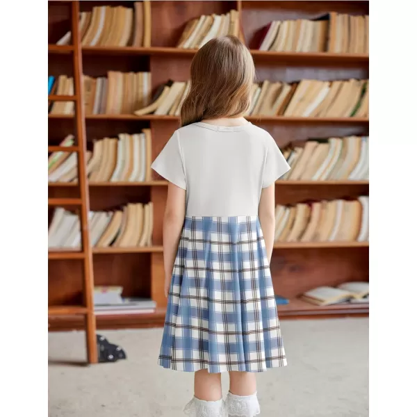 Arshiner Girls Dress Basic Short Sleeve A Line Swing Skater Twirl School Party Dress