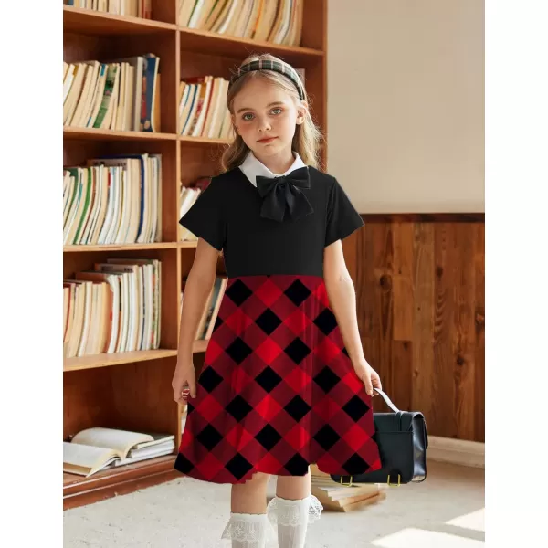 Arshiner Girls Dress Basic Short Sleeve A Line Swing Skater Twirl School Party Dress