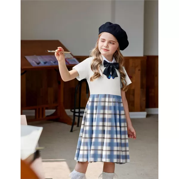Arshiner Girls Dress Basic Short Sleeve A Line Swing Skater Twirl School Party Dress