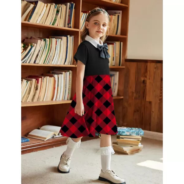 Arshiner Girls Dress Basic Short Sleeve A Line Swing Skater Twirl School Party Dress