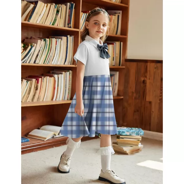 Arshiner Girls Dress Basic Short Sleeve A Line Swing Skater Twirl School Party Dress