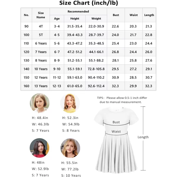 Arshiner Girls Dress Basic Short Sleeve A Line Swing Skater Twirl School Party Dress