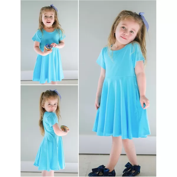 Arshiner Girls Dress Basic Short Sleeve A Line Swing Skater Twirl School Party Dress
