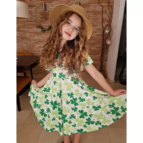 Arshiner Girls Dress Butterfly Sleeve Stretch A-Line Swing Skater Twirl School Dress with Pockets